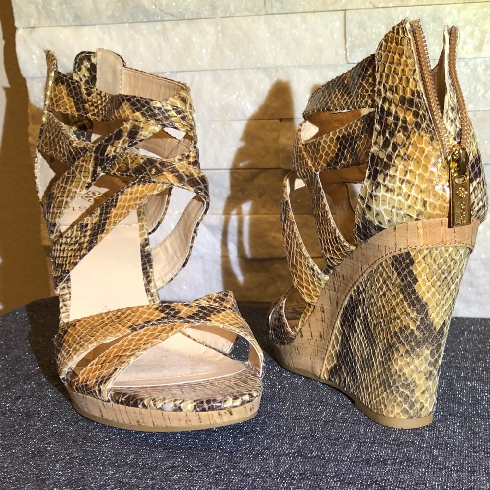 Snake print wedge sandal